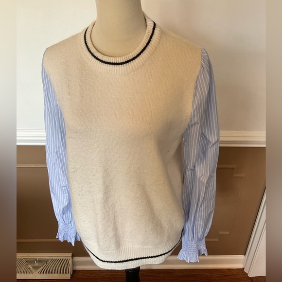 THML Sweaters - THML Cream Knit Sleeveless Sweater with Black Trim